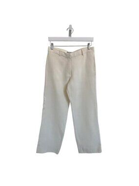 Morgane Le Fay Ivory Silk Pants Straight Tapered 4-Ply 100% Silk
